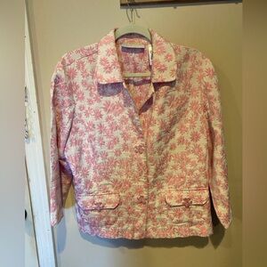 First Issue/ Liz Claiborne pink & white blazer.